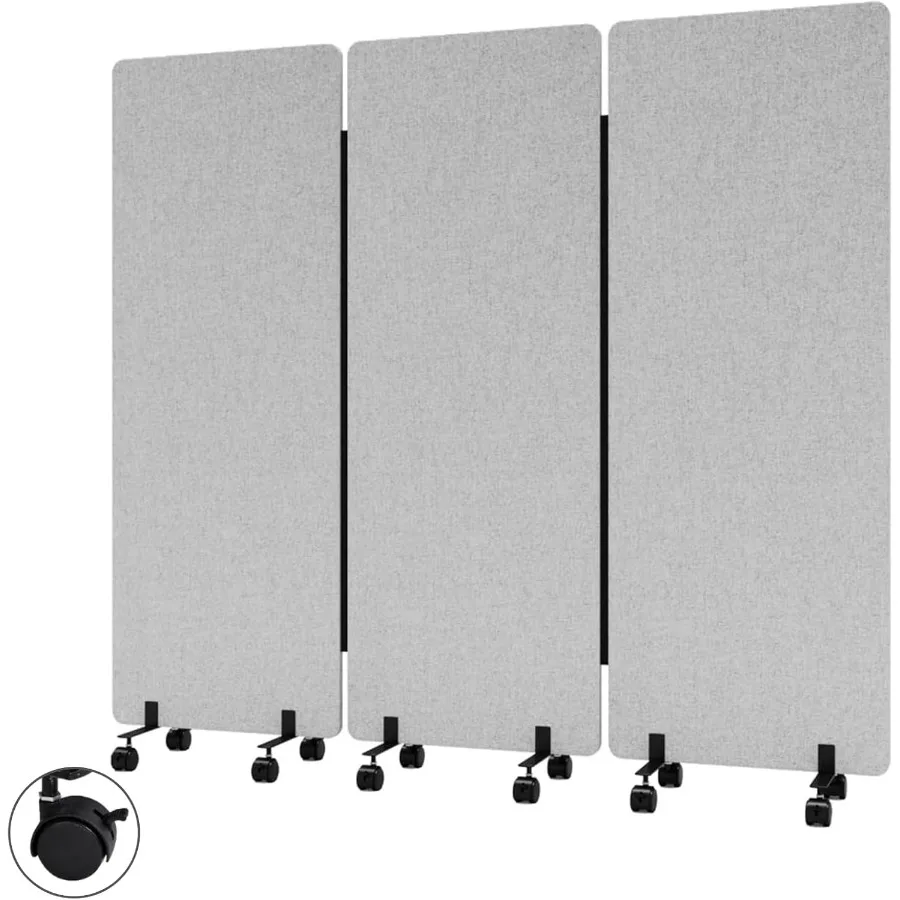 72 × 66 أقسام مكتبية 3 لوحات فواصل مقاومة للصوت لمقسم غرفة المكتب لوحة الخصوصية مع عجلات تيم محمول