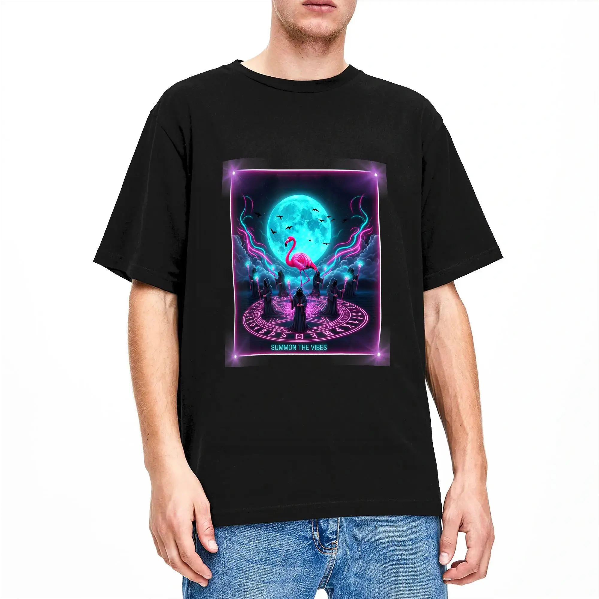 Vintage S-Sleeps Flamingo T-Shirt for Men Crewneck Cotton T Shirt T-Toke Vessel Logo Band Short Sleeve Tee Shirt Classic Clothes