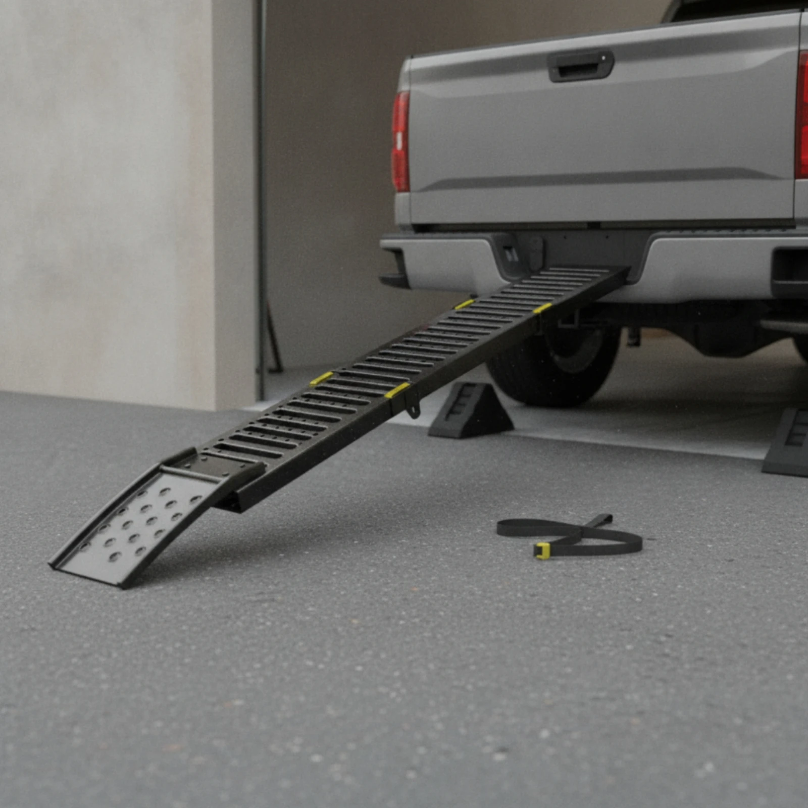 2 Pieces Three-Fold Ramp Slip-Resistant Steel Loading Ramp Collapsible Sturdy for Motorcycle Riders, Pickup Trucks