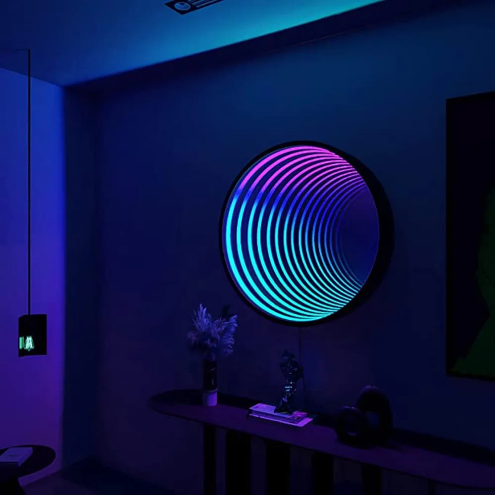 Customized LED Deep Tunnel Mirror Infinity 3D Light Sign Personalized Text Logo Decor for KTV Cafe Home Wall