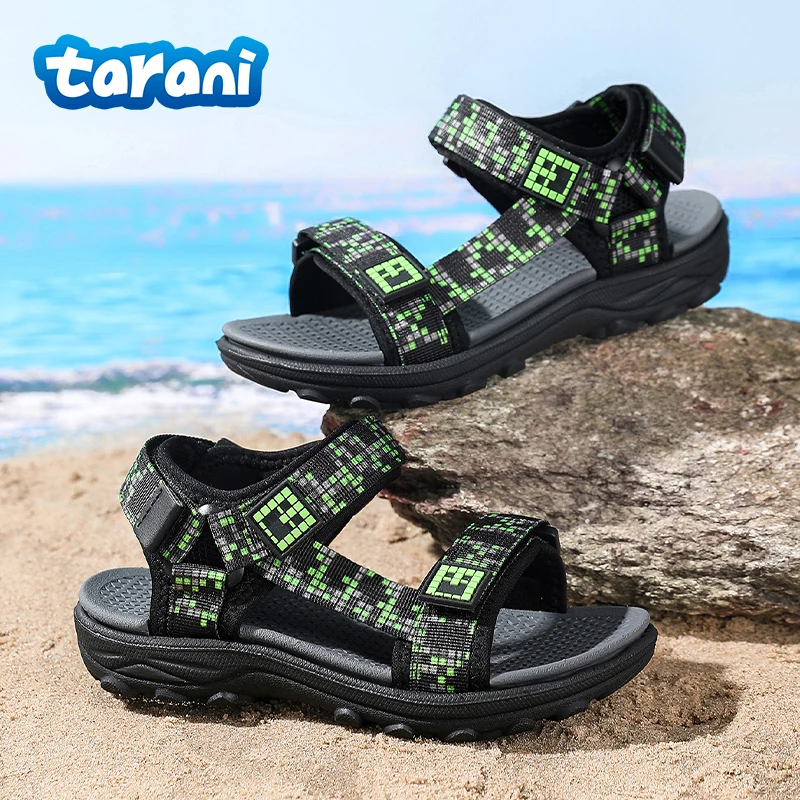 

Boys Sandals Non-Slip Wear-Resistant Adjustable Hook Loop Breathable Soft Sole Casual Outdoor Beach Sports Shoes for Kids