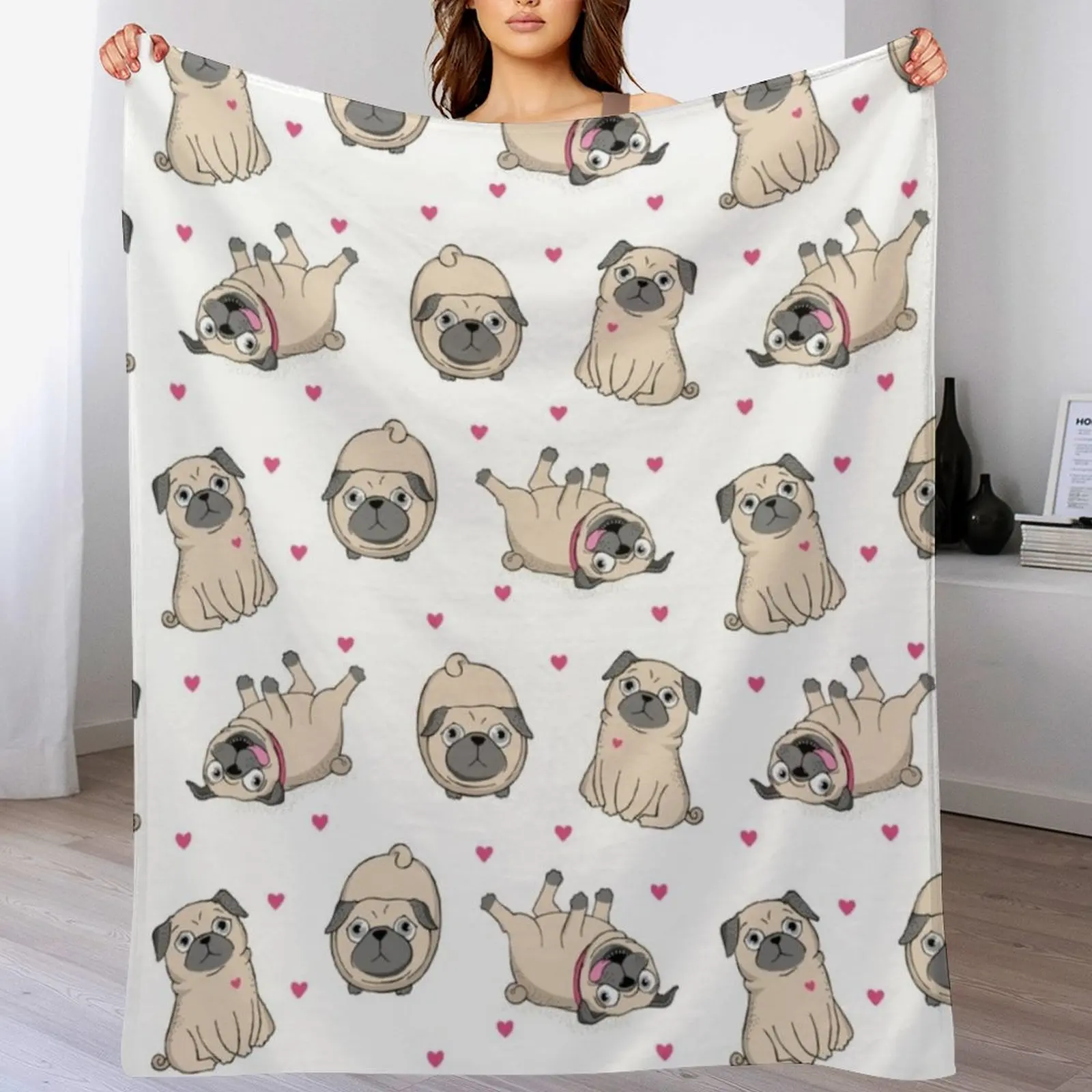 

Seamless pattern with cute pugs Throw Blanket Fade Resistant Durable Throw Blanket