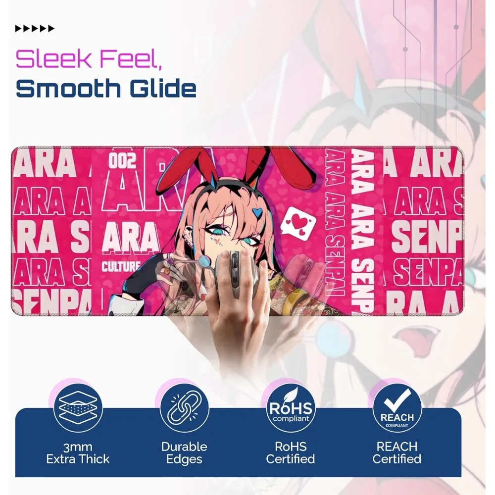 Cute anime girl game mouse pad, with a borderless design, made of rubber material, suitable for game keyboards and laptops