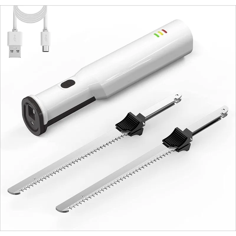 

Cordless Rechargeable Electric Knife 1S Quick Start One-Hand Operation with 4 Stainless Steel Blades and Safety Lock B