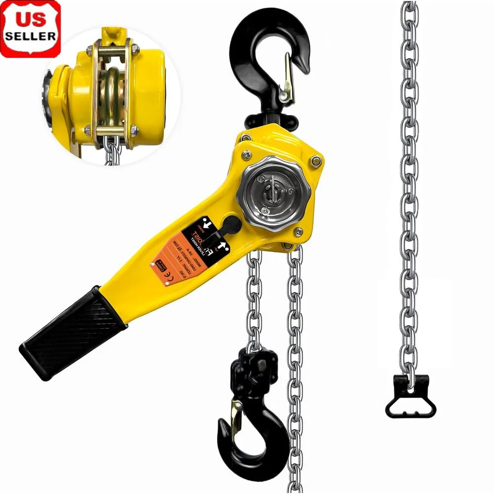 Compact 3/4 Ton Chain Hoist 1650LBS Capacity G80 Steel Hooks 10Ft Lift