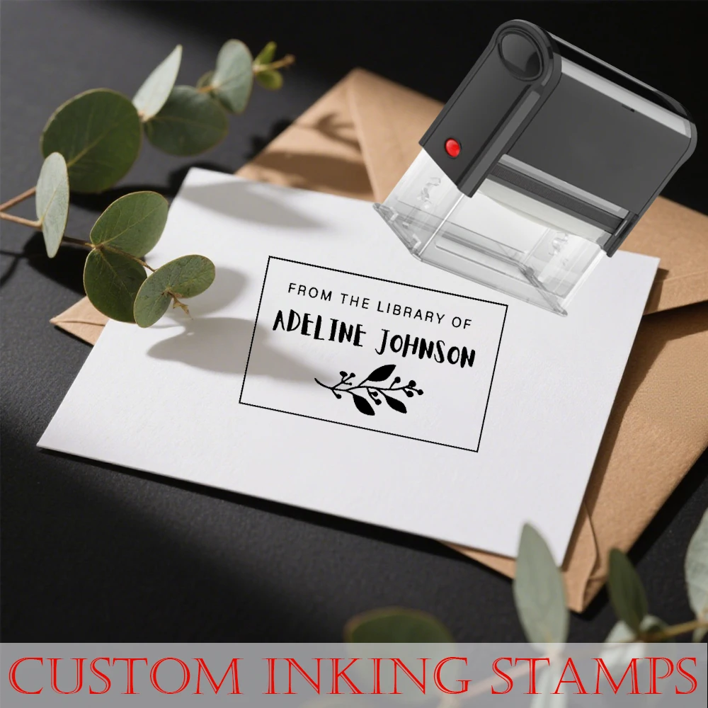 

Rectangle Logo Design Personalized Press-type Inking Stamp Customized Address Self-Inking Stamp for DIY Business Card Decor