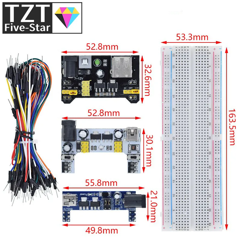 TZT NEW MB-102 MB102 Breadboard 400 830 Point Solderless PCB Bread Board Test Develop DIY for arduino laboratory SYB-830