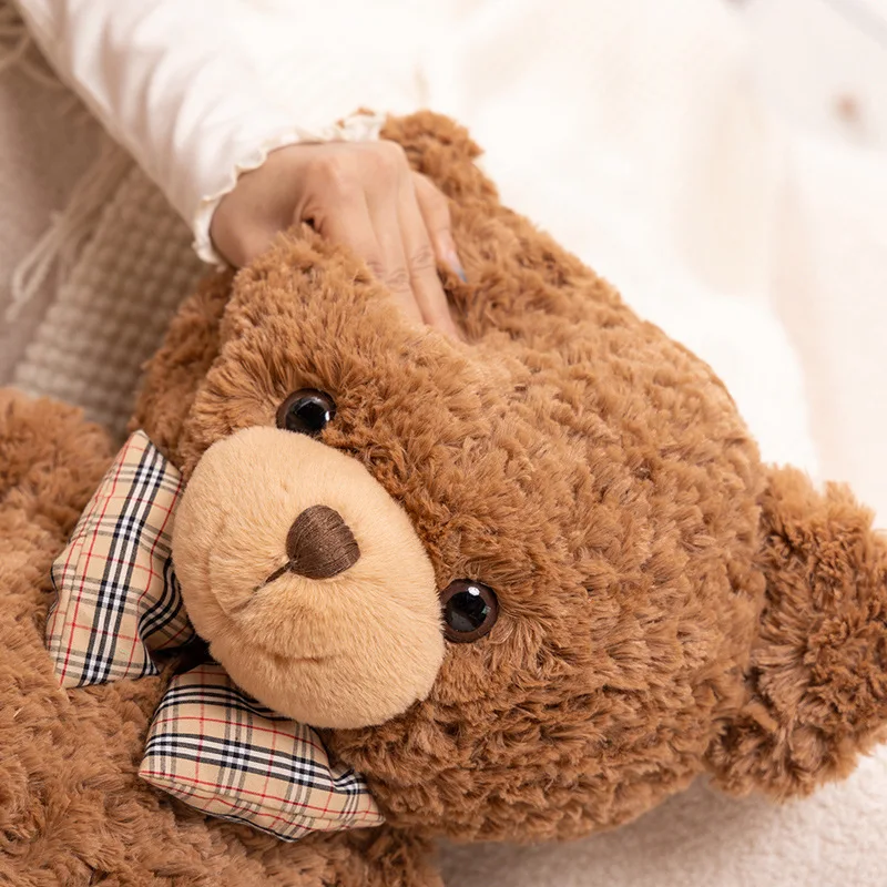 Kawaii Fliege Bär Puppe Plüschtier Braunes Umarmungskissen für Zuhause Wohnzimmer Schlafzimmer Geburtstagsgeschenk Weicher Stoffbär