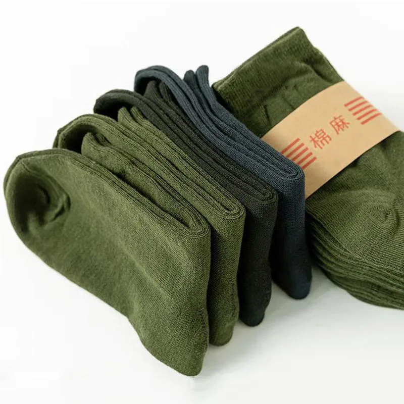 5 Pairs Spring And Autumn Men High Quality Mid Tube Socks Camouflage Army Green Comfortable Warm Military Thickened Cotton Socks