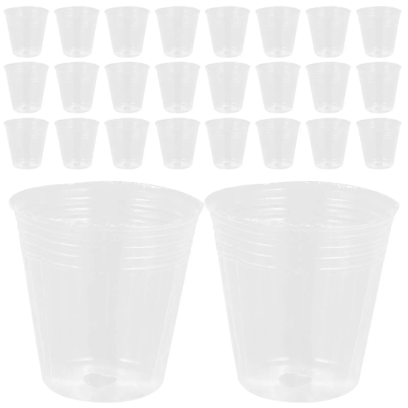 

50pcs Clear Nursery Cups Plastic Plant Pots with Drainage for Seedling Starter Succulent Plants Gardening Supplies
