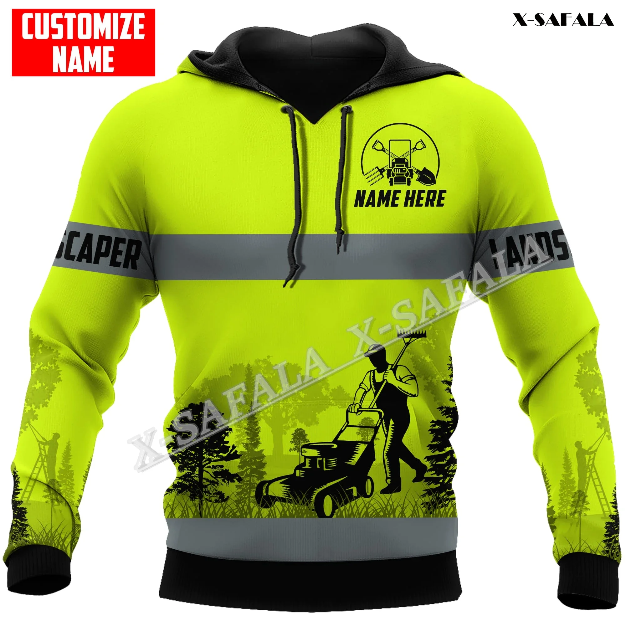 Landscaper Safety Custom 3D Full Print Zipper Hoodie Men Pullover Sweatshirt Hooded Jersey Tracksuits Outwear Apparel Shirts