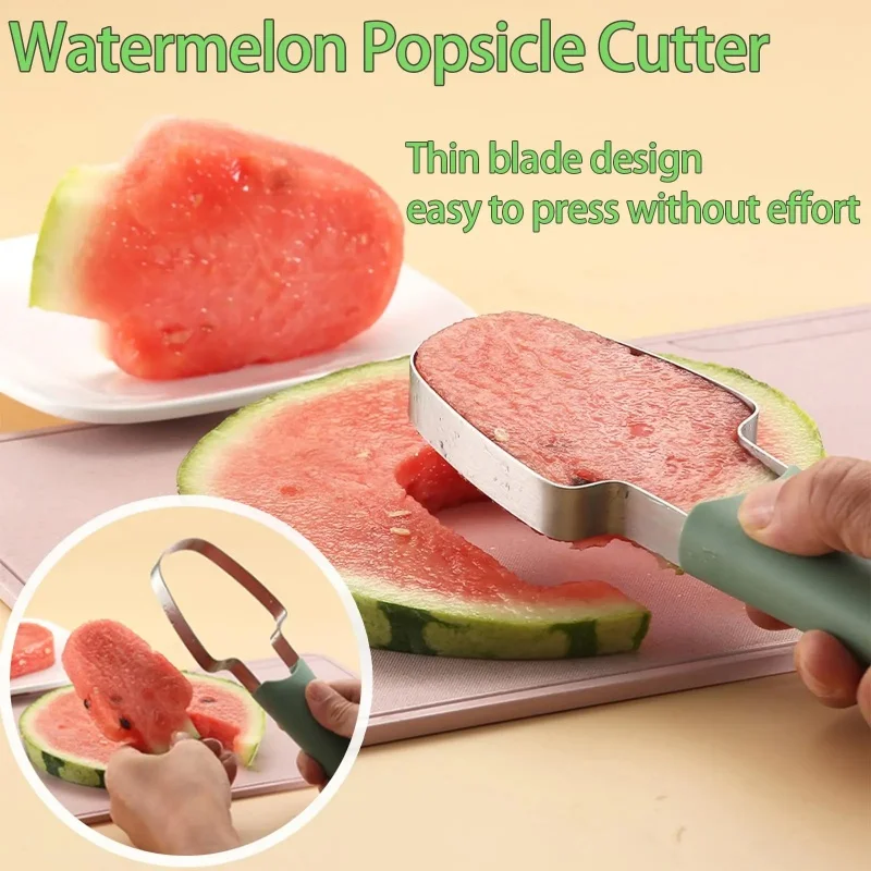 Three Piece Set Of Watermelon Cutting Artifact Kitchen Supplies Stainless Steel Watermelon Cutting Mold Watermelon Fruit Divider