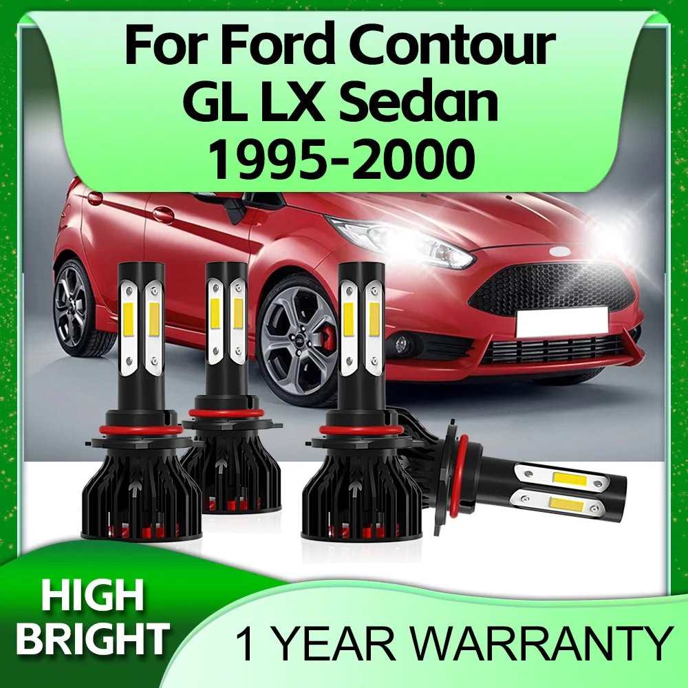 

2/4Pcs 180W LED Car Headlight 9005 9006 Tube Lights 4Side Chip For Ford Contour GL LX Sedan 1995 1996 1997 1998 1999 2000