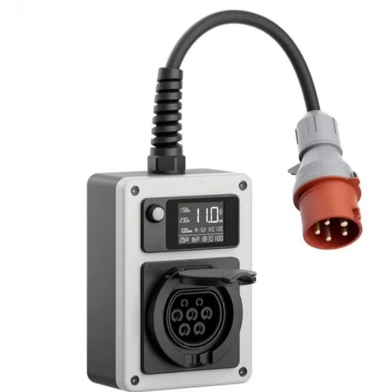 Easy Home Use Type2 IP54 240V 32A 7kW Wall-mounted EV Charger Wallbox Untethered Charging Pile With Socket Smart APP