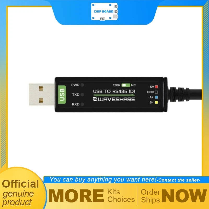 Waveshare USB RS485 Isolated Converter, FT232RNL Chip, RJ45 T568B Bidirectional Adapter with 2m Cable