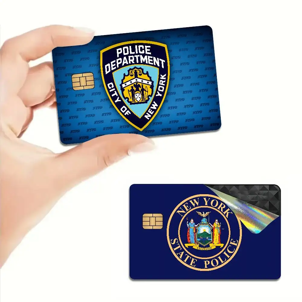 N-New York City Police Department NYPD Game Film Cover Sticker Case for Small Chip Credit Debit Card Front Side
