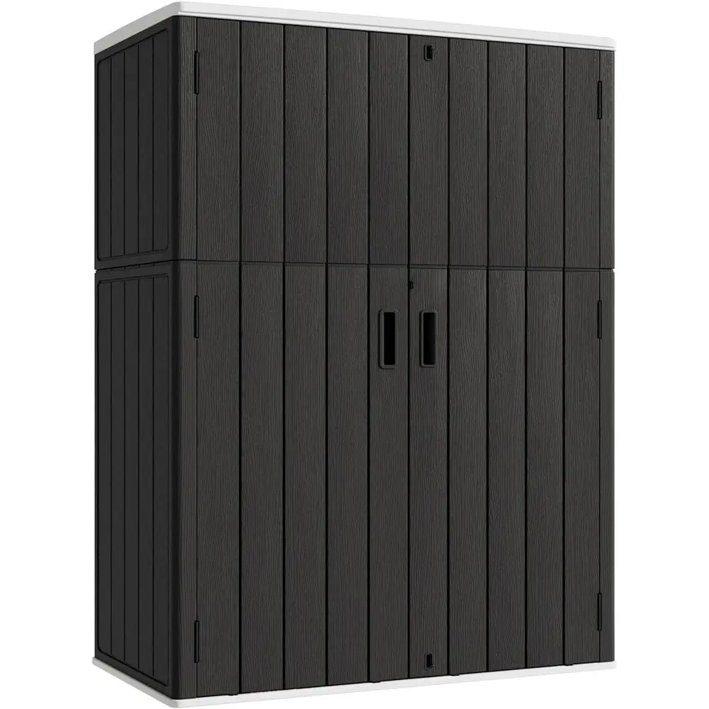 

Waterproof Outdoor Veal Storage Cabinet, 57 Cu. Ft., Lockable, Black for Patio and Garden Use