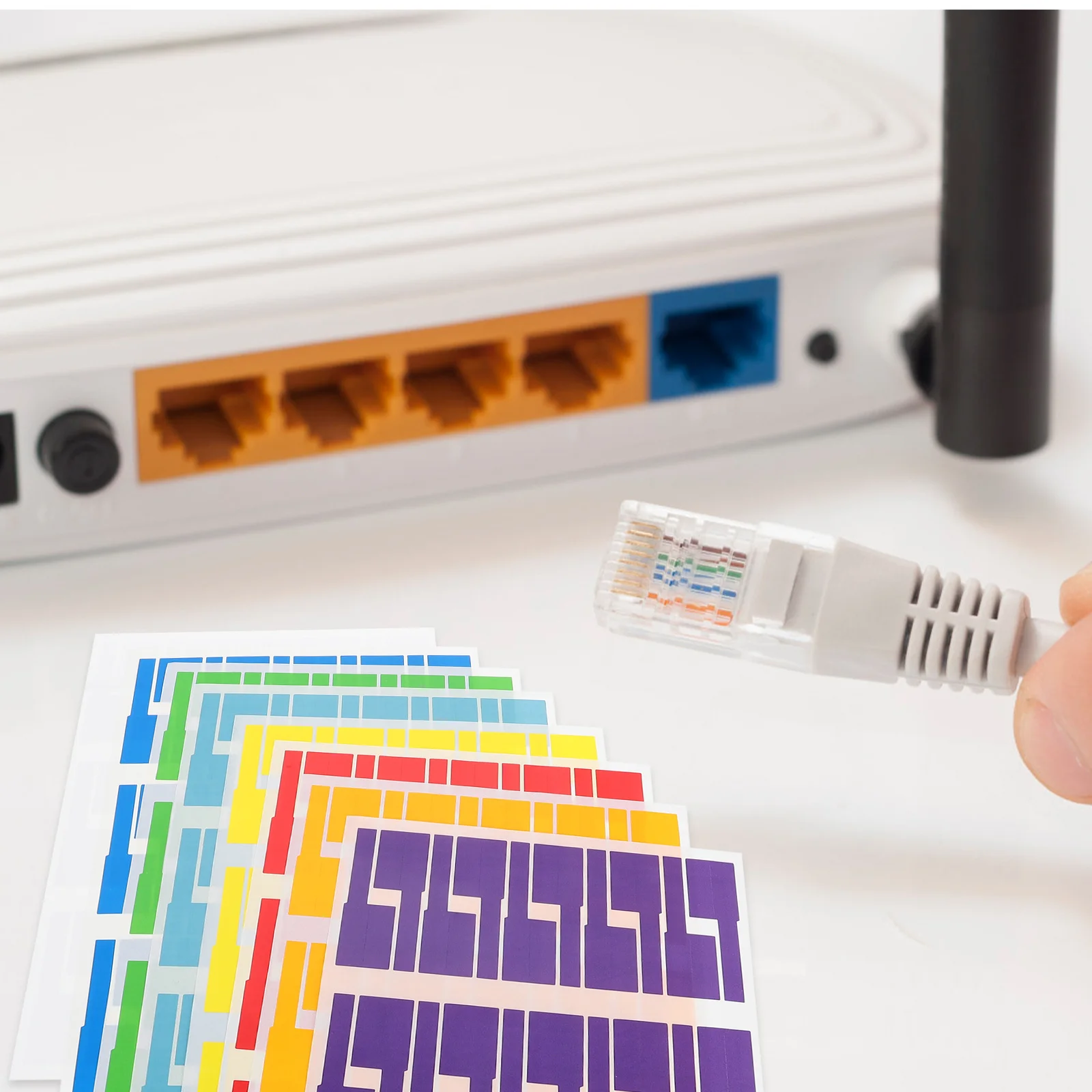 40 Blatt wasserdichte Kabeletiketten, Kabeletiketten, selbstklebender Kabeletikettierer zur Identifizierung von Ethernet-Kabeln
