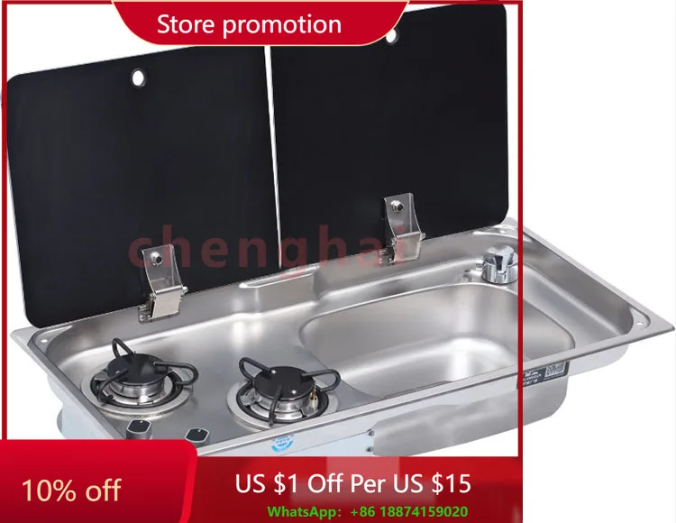 lpg gas stove Suitable for RV with cover sink trailer trailer 304 stainless steel stove