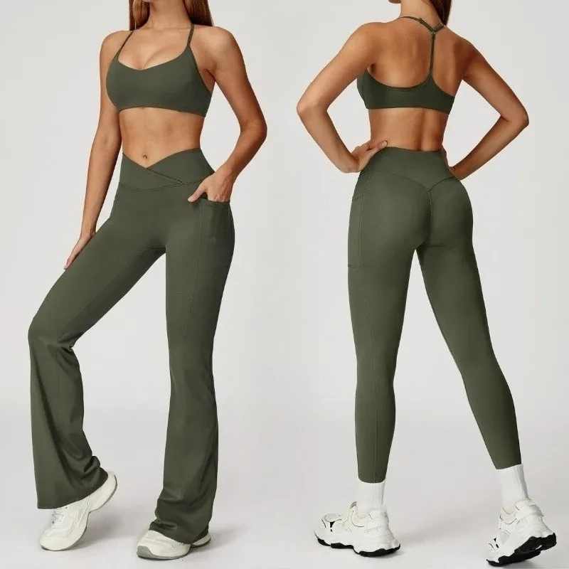 

Women's 2-piece Seamless Yoga Set Outdoor Sports Fitness Gym Tracksuit Nude Slim Fit High Waist Hip Lifting Suit