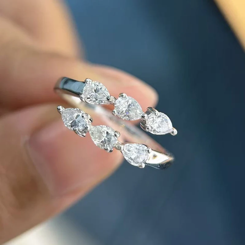 

Certified Full Moissanite Rings for Women Girl S925 Sterling Silver Plated 18K Wedding Lab Diamond Band Female Tail Ring Jewelry