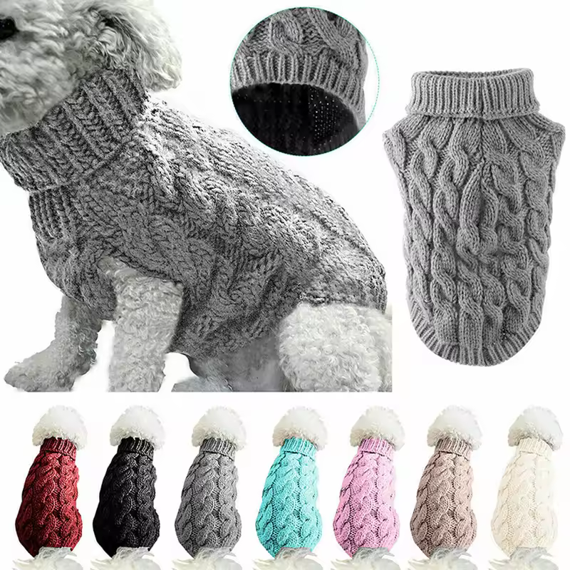 New Pet Small Pet Dog Clothes Sweater Fashion Autumn Winter Solid Fried Dough Twists Knitting Warm Comfort Clothing - Image 2