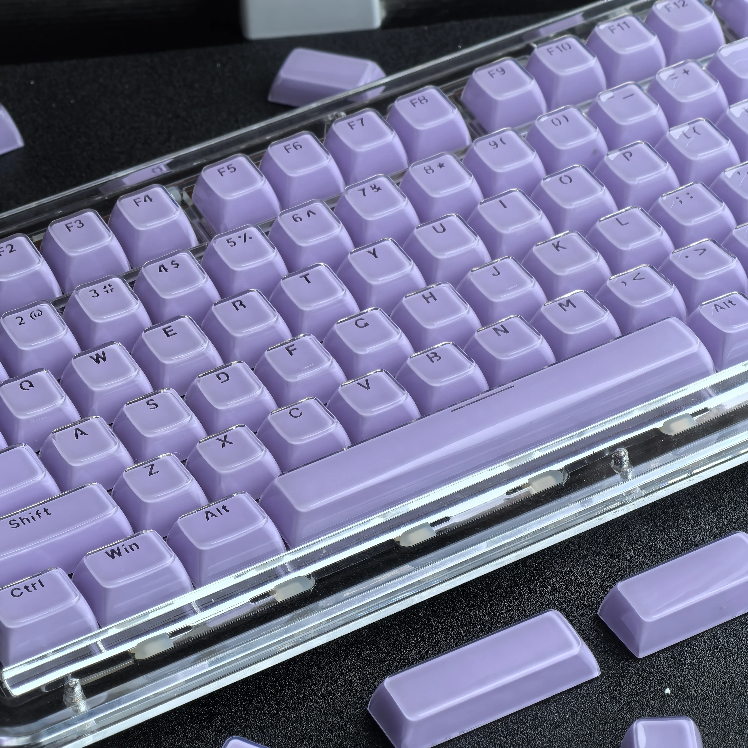 Capuchons de touches violet clair, gelée gravée en cristal, 135 caractères, Pc Transparent, Oem 2.25/2.75U, barre spatiale Alice Iso