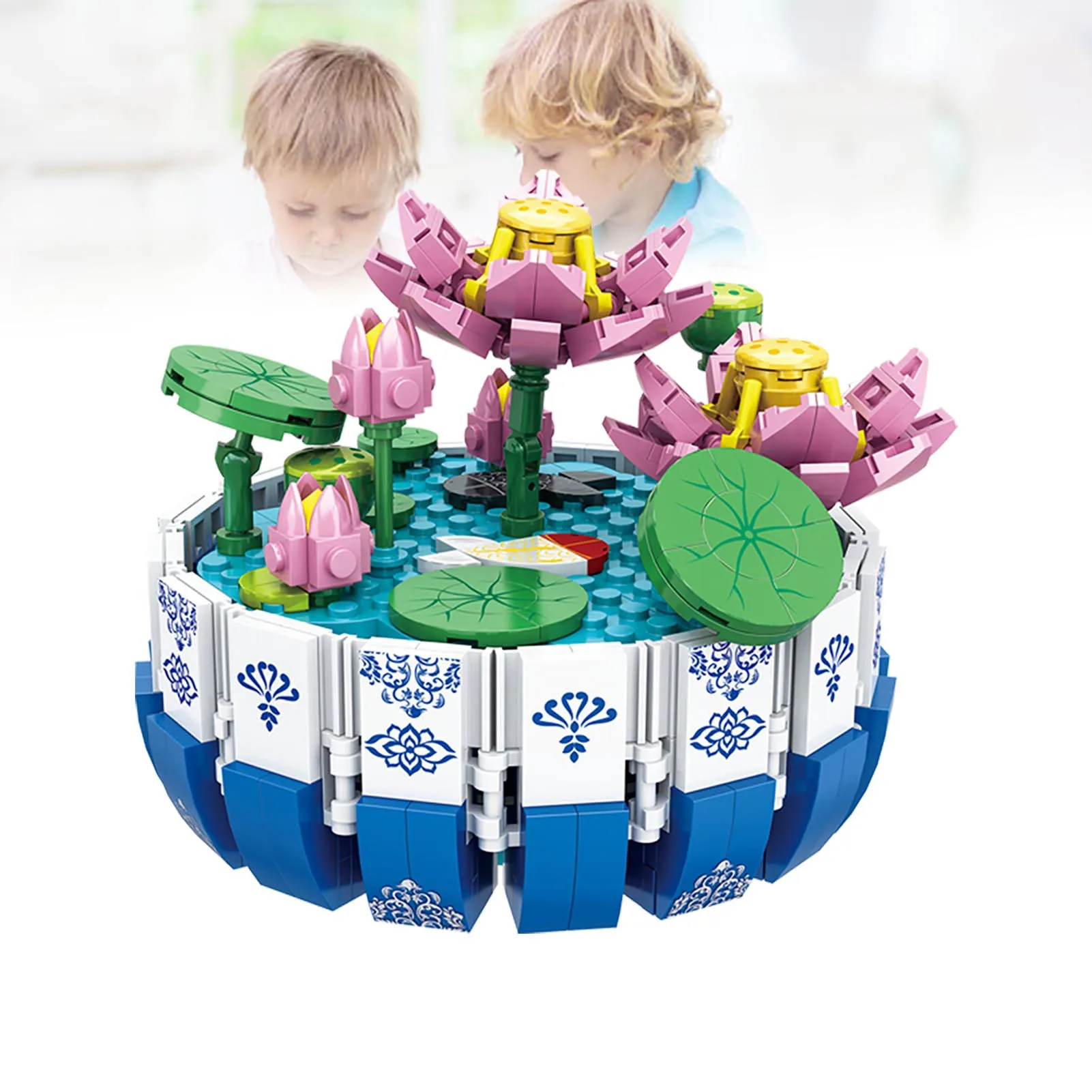 US Kinder-Baukasten Traditionelles Blumen- und Topf-Montage-Set für Kinderspiel Früherziehung Blumen- und Topf-Bausteine