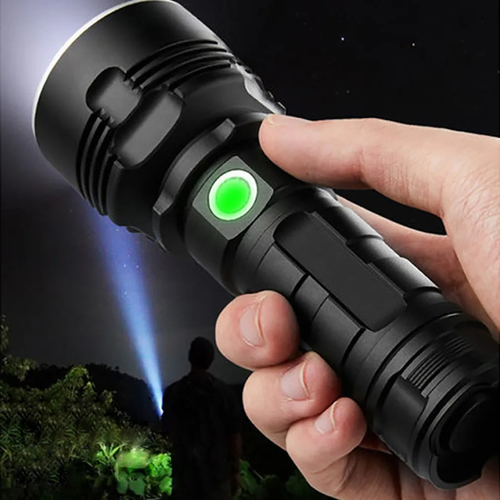 

Hot P70 LED Flashlight Super Powerful Camping Lamp Waterproof USB Charging Flashlight Outdoor 26650 Battery Rechargeable Torch