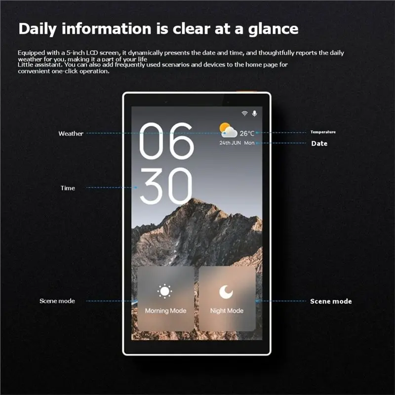 Y42A-Tuya Wifi Smart 5-Inch Touch Screen US Center Control Panel Voice Control Alexa Zigbee Gateway Built-In Scene Control