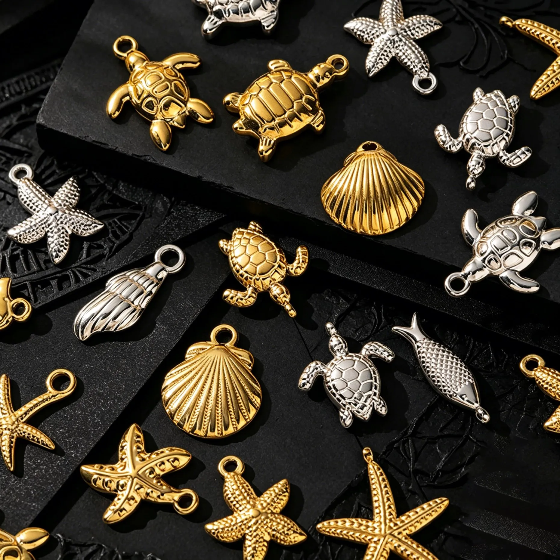 5 Stück Edelstahl-Anhänger mit Seestern- und Muschelmotiv für DIY-Ohrringe, Halsketten, Armbänder, Schmuckherstellung, Zubehör – Detail 4