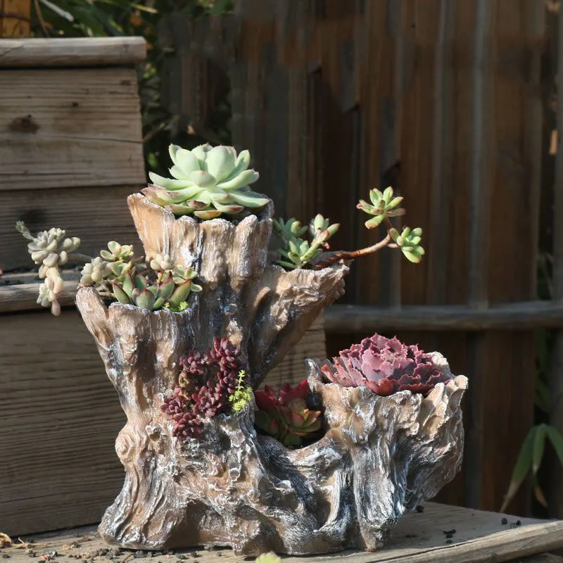 

Creative Broken Root Shape Succulent Flowerpot Resin Decoration Courtyard Garden Outdoor Vase Ornaments Home Balcony Accessories