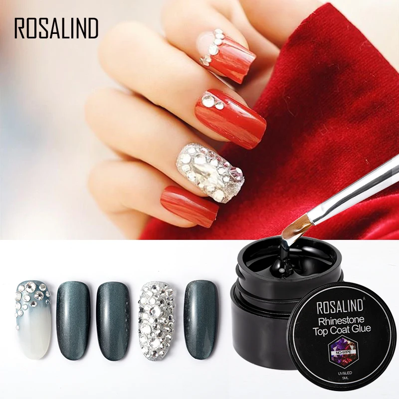 ROSALIND Rhinestone Gel Base Top Coat Nail Gel Polish Finger Cuticle Softener Gel Varnishes Semi Permanent Nail Tool