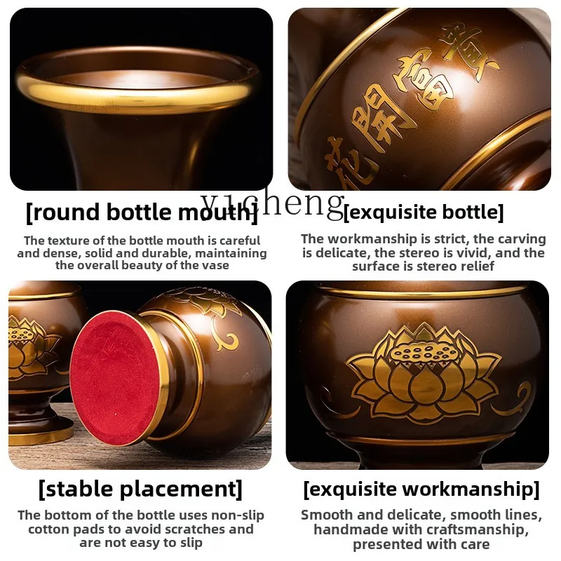 vase brass flower blooming rich Buddhist hall fairy family vase ornament Guanyin