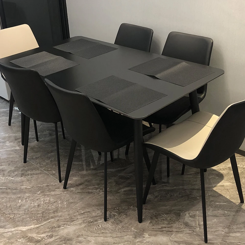 Eetkamer Rots Plaat Eettafel Luxe Italiaanse Minimalistische Moderne Zwarte Huishoudelijke Eettafel Mesa Comedor Meubels