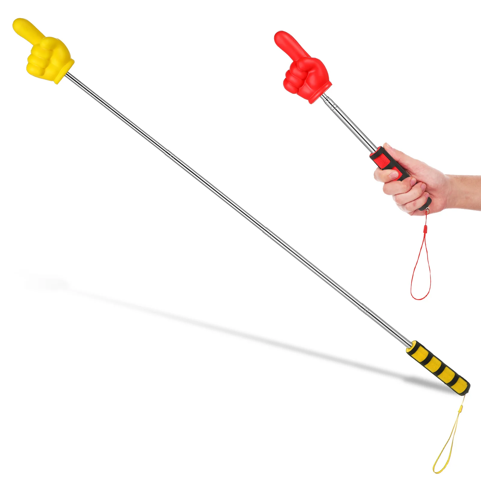 2pcs Extendable Teaching Pointer Stick Sturdy Classroom Presentation Hand Finger Pointer Soft Handle For Teachers Must Haves