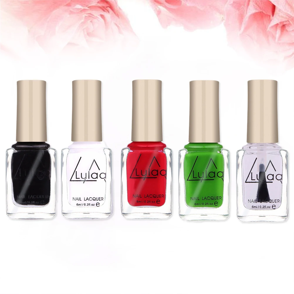 

5 Pcs Nail Stamping Polish Glossy Long Lasting Soak Off Gel Varnish Assorted Colors Custom Bottle Design