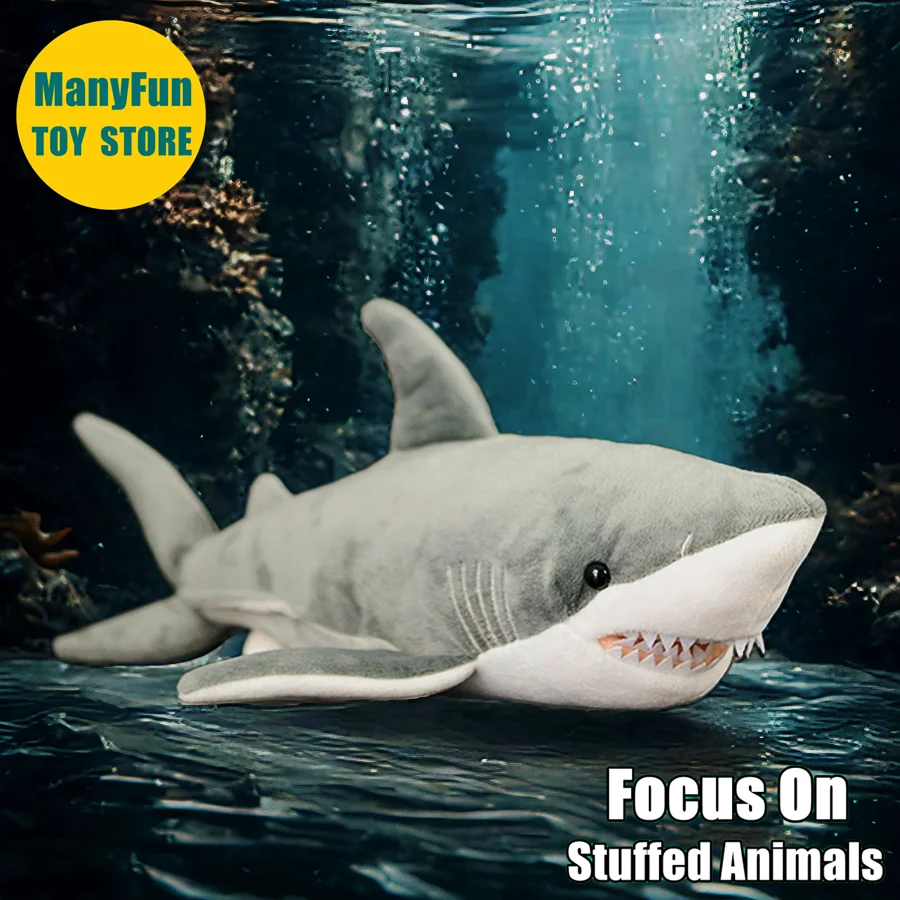 

Great White Shark Plush Toy - Lifelike White Shark Stuffed Animal, Realistic Shark Plushie Simulation Doll Gift for Collectors