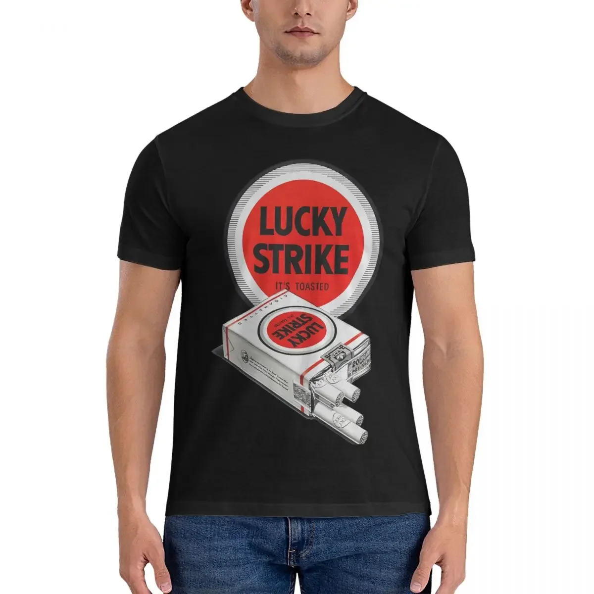 

Toasted Metal Print T Shirts Men's Cotton Vintage T-Shirt Round Neck Lucky Strike Tee Shirt Short Sleeve Clothes New Arrival