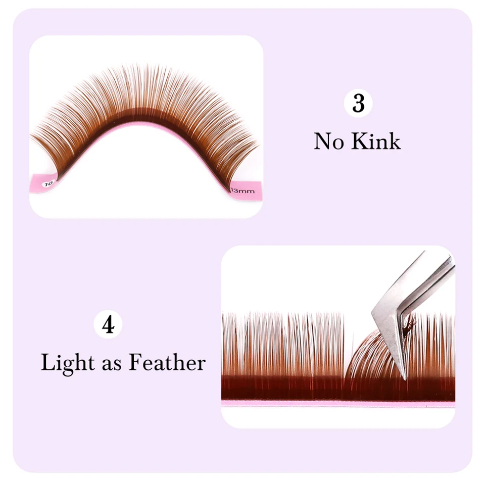 Dark Brown Eyelash Extension 0.05 0.07 มม.สีน้ําตาลขนตาส่วนบุคคลผสม 8-15 มม.สีธรรมชาติปลอมรัสเซียขนตา