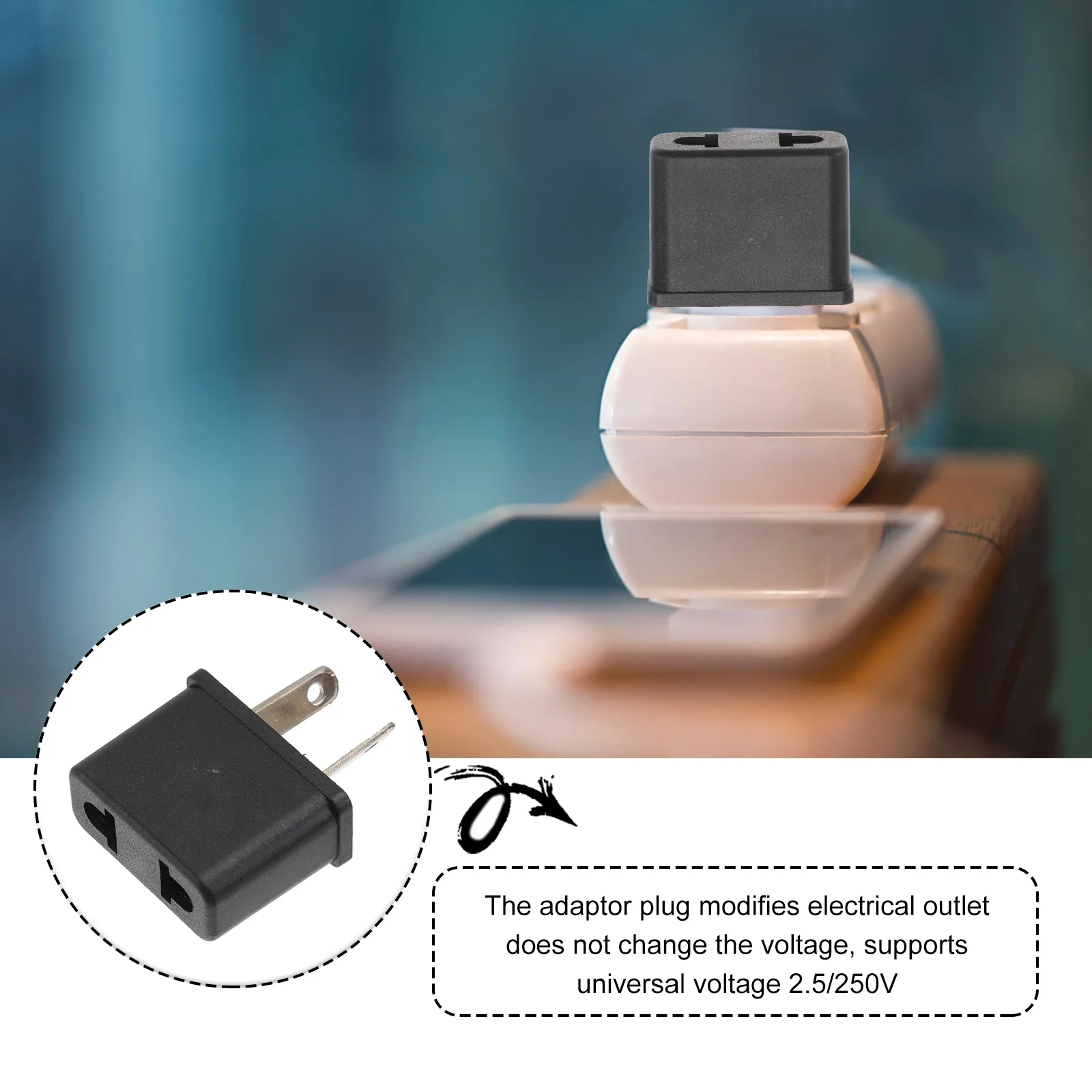 

Australian Adapter Portable Plug to USA Two Prong Flat Pin America Flame Resistant Convenient