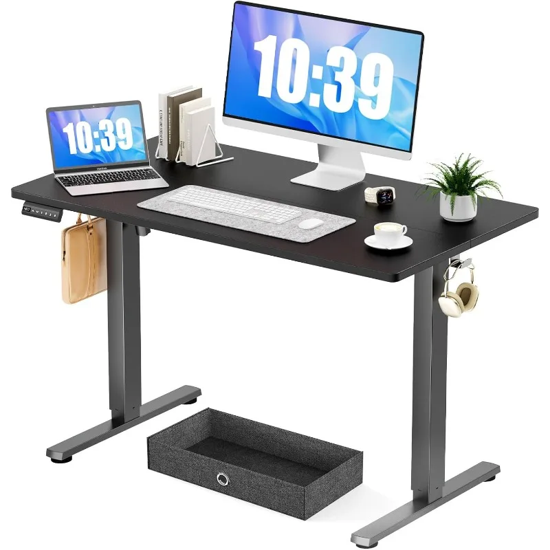 Electric Standing Desk with Drawer, Adjustable Height Sit to Stand Up Desk with Splice Board, Rising Home Office Computer