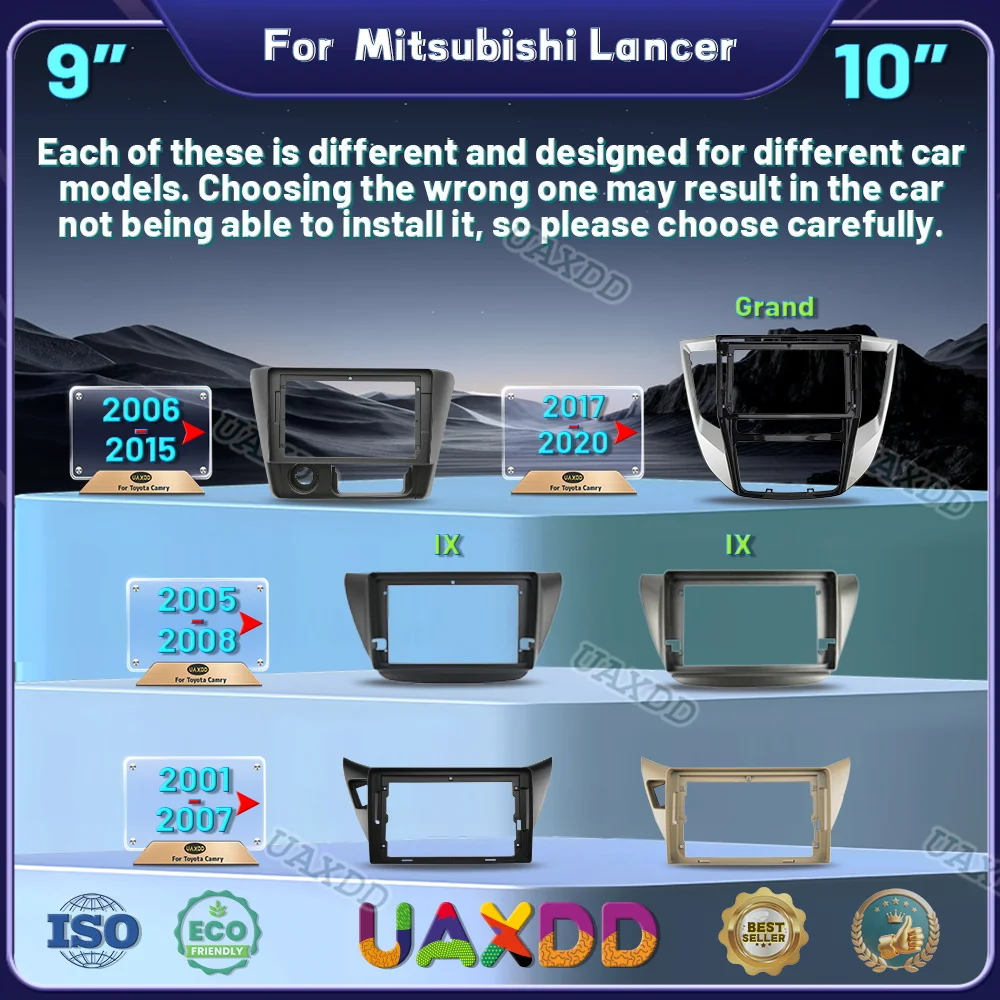 Per il periodo 2001-2020 Mitsubishi Grand Lancer 9 POLLICI auto DVD MP5 radio Android telaio lettore video cruscotto multimediale stereo Kit pannello