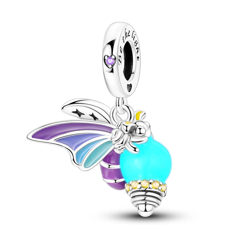 

Original 925 Sterling Silver Charms Bead Luminous Firefly Light Bulb Pendant Fit DIY Bracelet Women Birthday Jewelry Gift