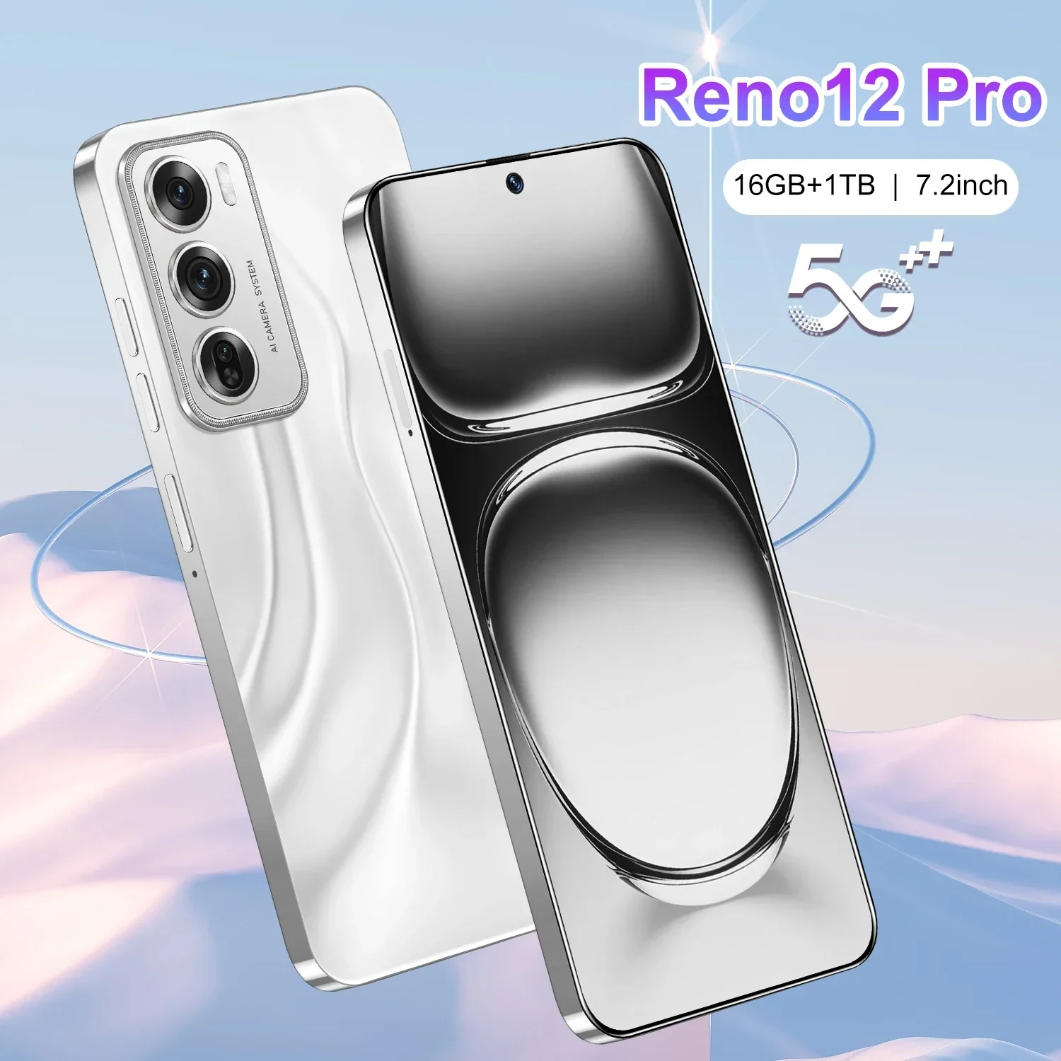 Reno12 Pro Smartphone with 7.2'' HD Screen 16GB+1TB Memory 5G Snapdragon 8 Gen2 Processor Dual SIM Cards, and 48MP+108MP Camera