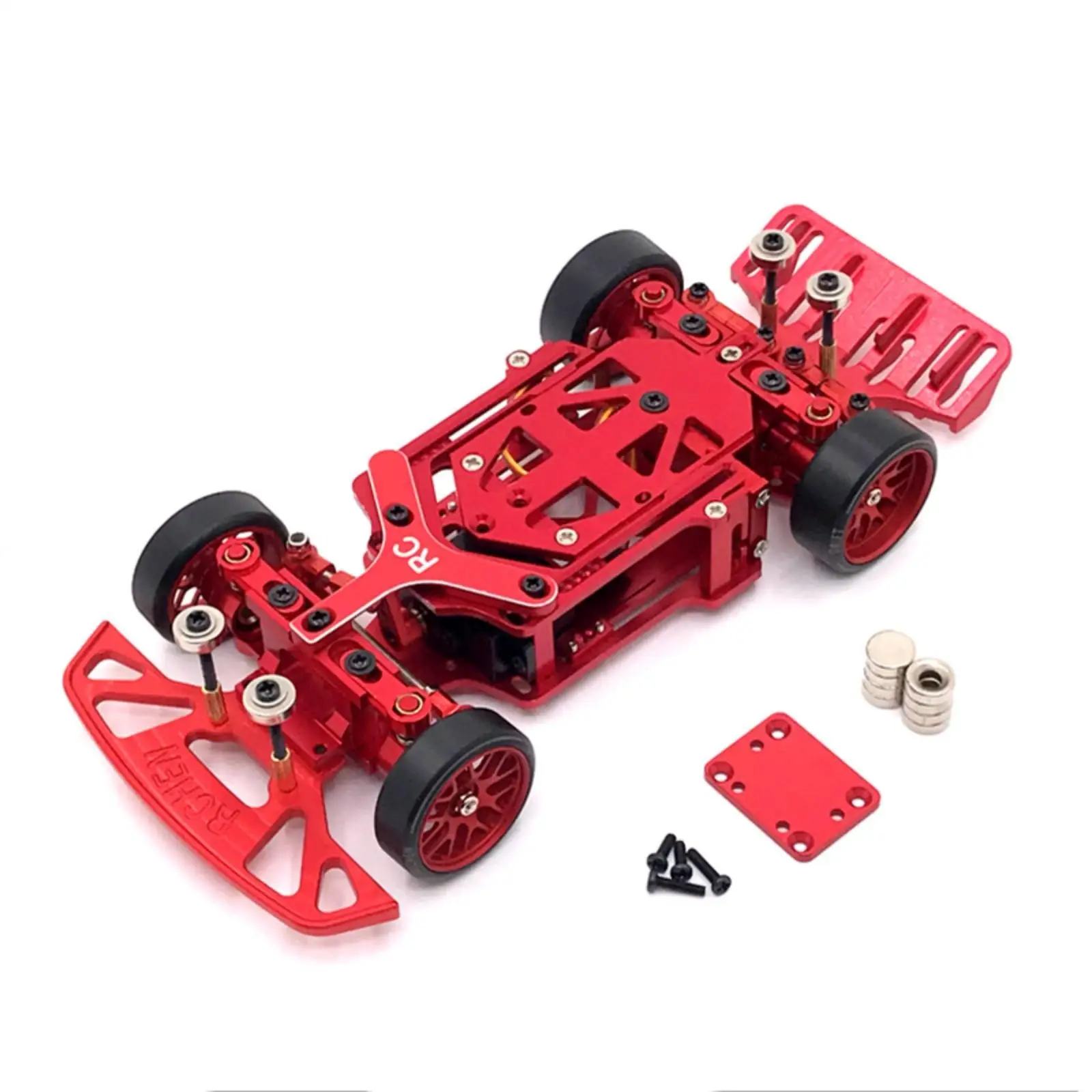 6061 Aluminum RC Chassis Miniature Vehicle Adjustable Wheelbase Frame for 1/28 Drift Car Enthusiasts