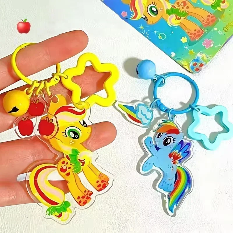 Kawaii بلدي ليتل المهر المفاتيح الخنصر فطيرة Fluttershy قوس قزح داش الكرتون أنيمي ظهره قلادة جرس صغير الملحقات هدية لعبة