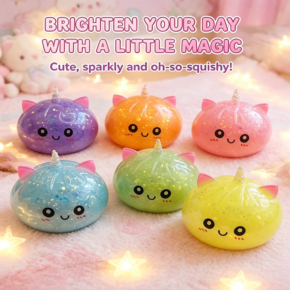 Kawaii Unicorn Dumpling Bao Bun Squishy Non Sticky Squeeze Fidget Sensory Anti Stress Relief Desk Gadget Novelty Surprise Gift