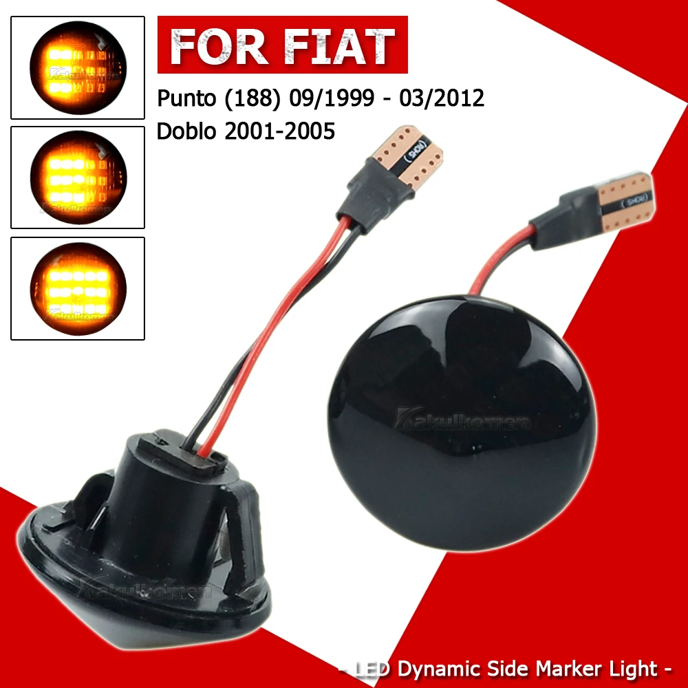 For Fiat Punto (188) MK2 1999-2012 Doblo 2001-2005 Side Marker Turn Light Signal Lamp Dynamic Turn Signals