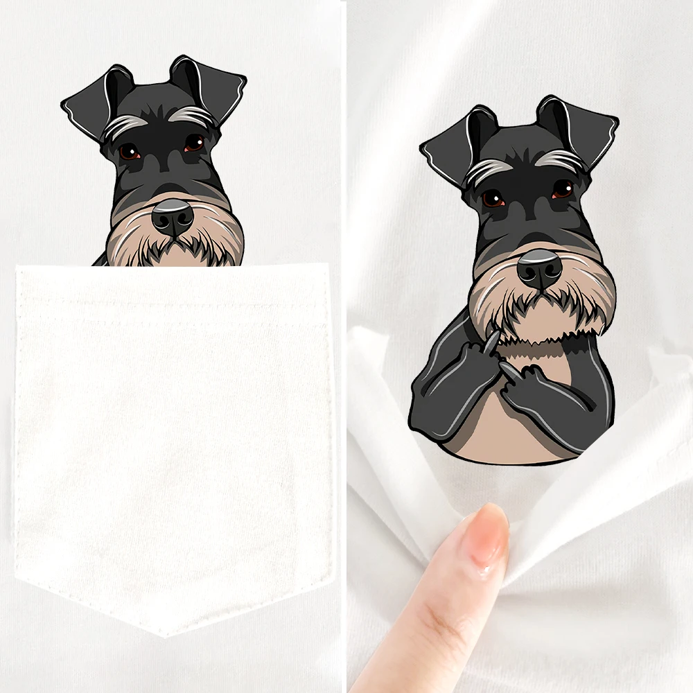 Cilocl Schnauzer Pocket t-shirt Funny Dogs t-shirt con stampa dito medio uomo per donna camicie estive a maniche corte t-shirt in cotone